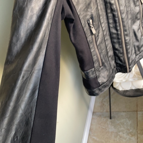 Distressed faux leather bomber jacket - Picture 2 of 6